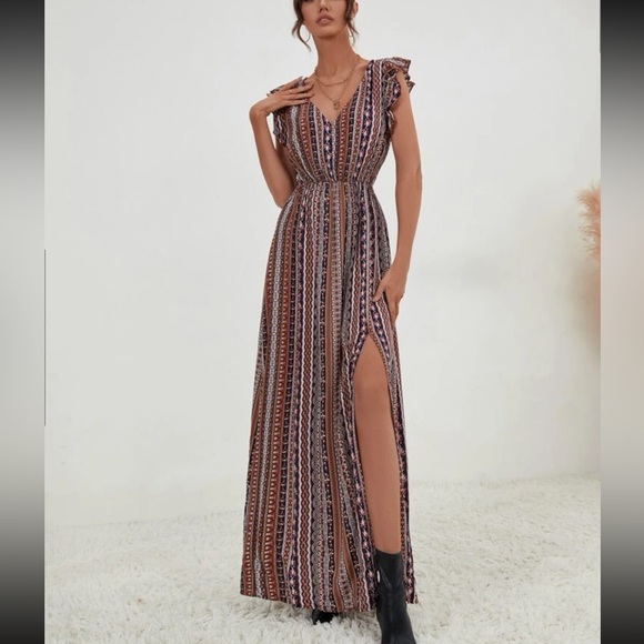 ALL OVER PRINT LONG DRESS - Picture 3 of 4